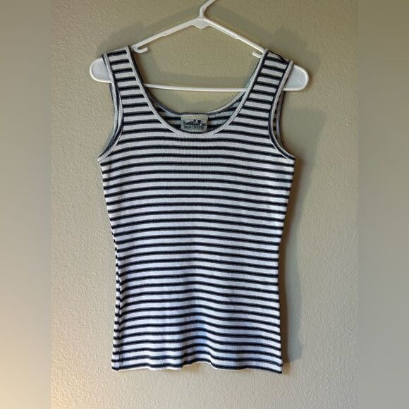 EUC Northern Reflections Blue & White Striped Tank Top - Size Small - Picture 1 of 4